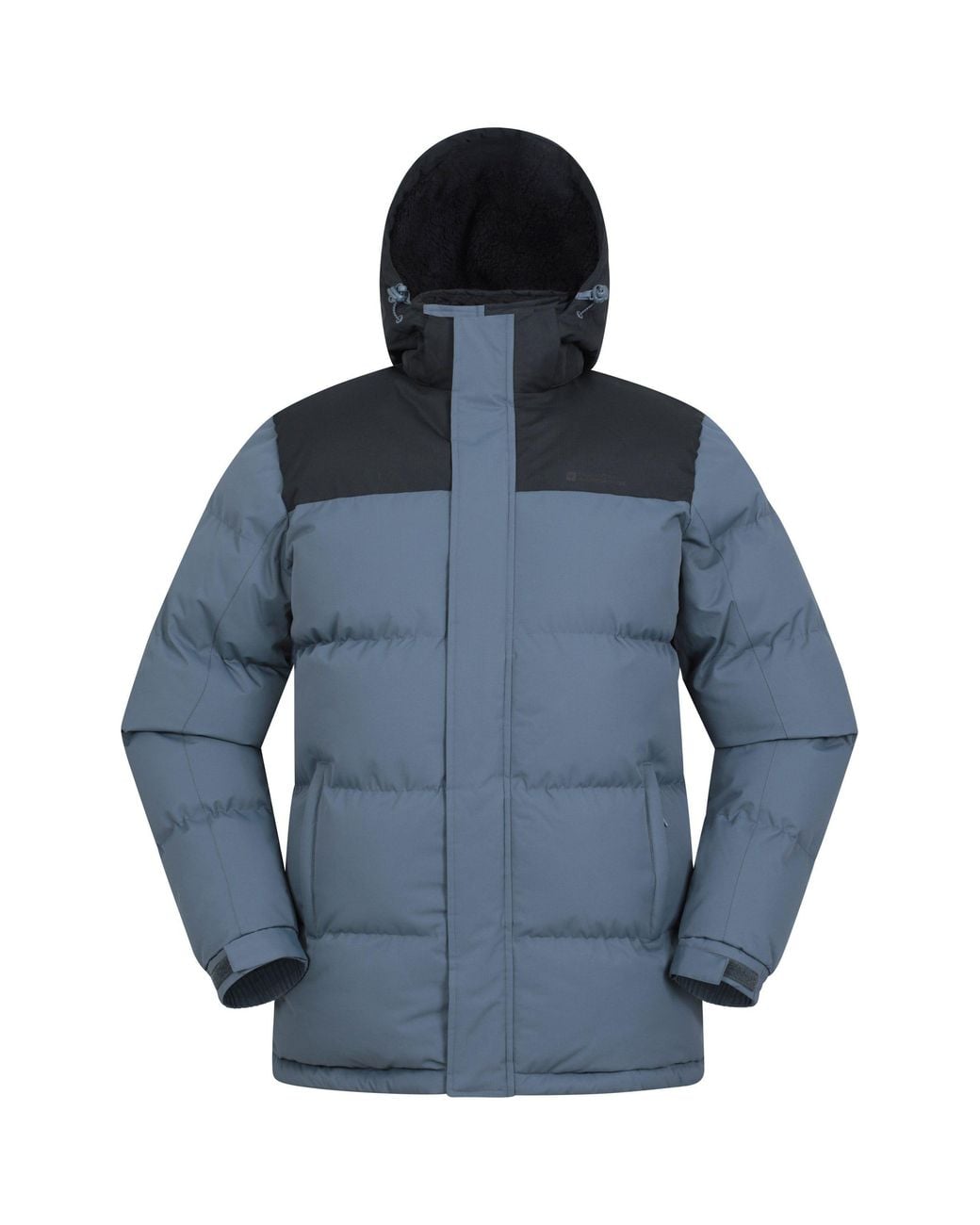 Mountain Warehouse Blue 'Snow' Water Resistant Padded Comfy Soft Borg Lined Rip Stop Jacket for men