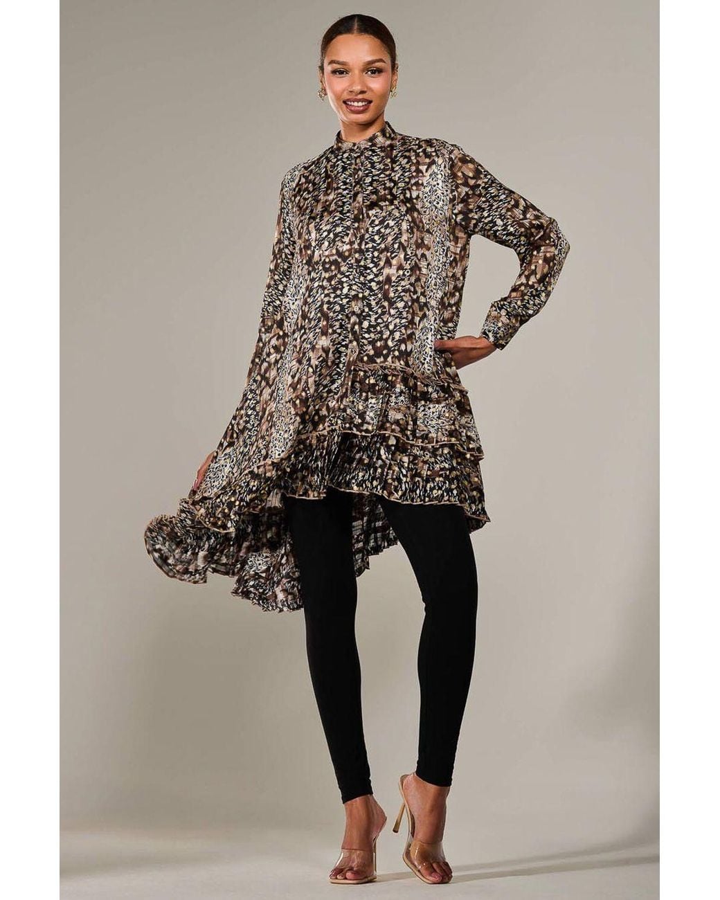 Jolie Moi Natural Dipped Hem Shirt Midi Dress