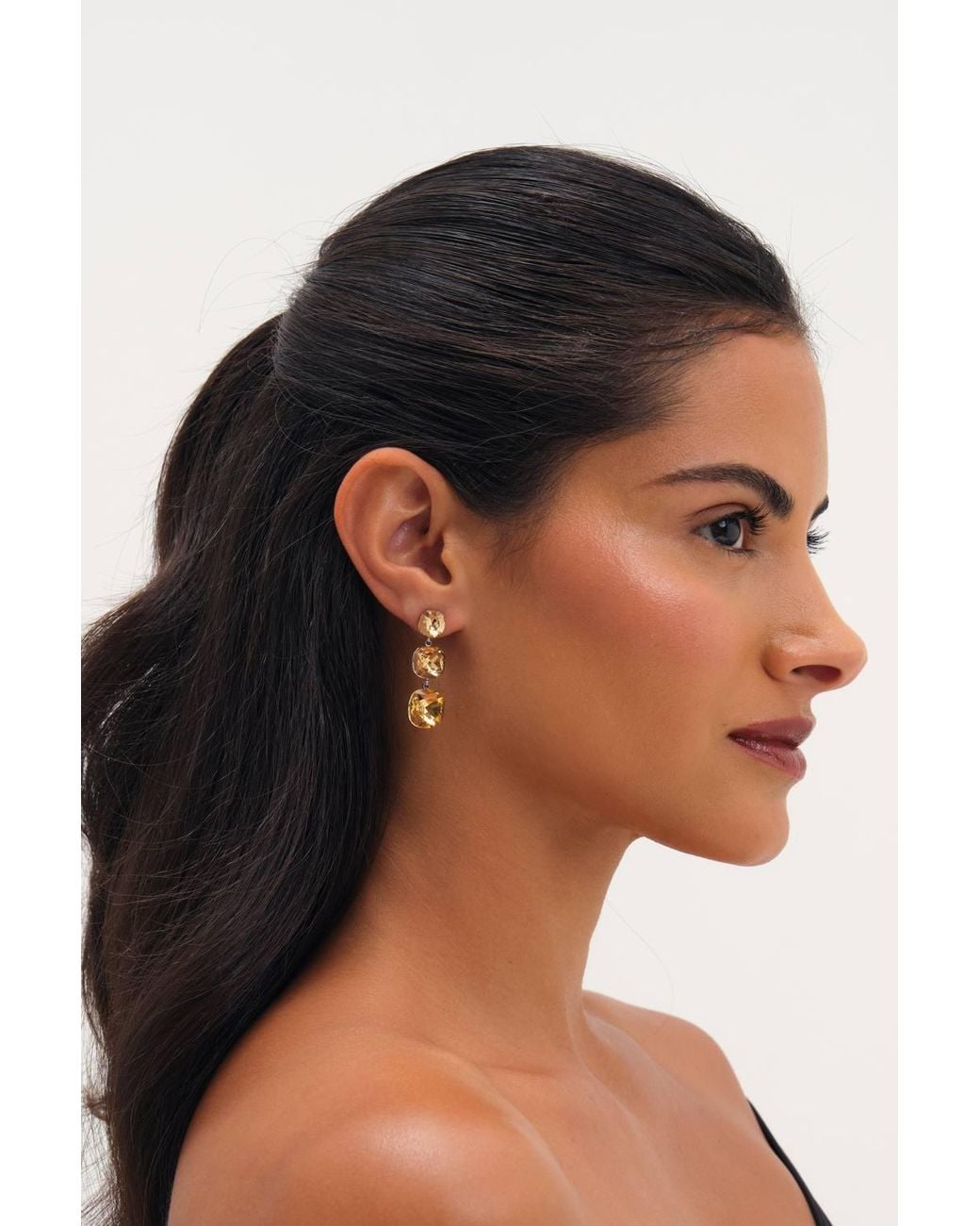 Jon Richard Metallic Plated Champagne Multi Stone Drop Earrings