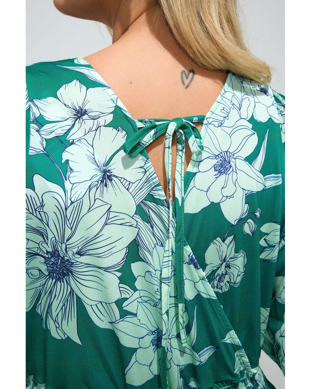 Yours Green Floral Print Maxi Dress