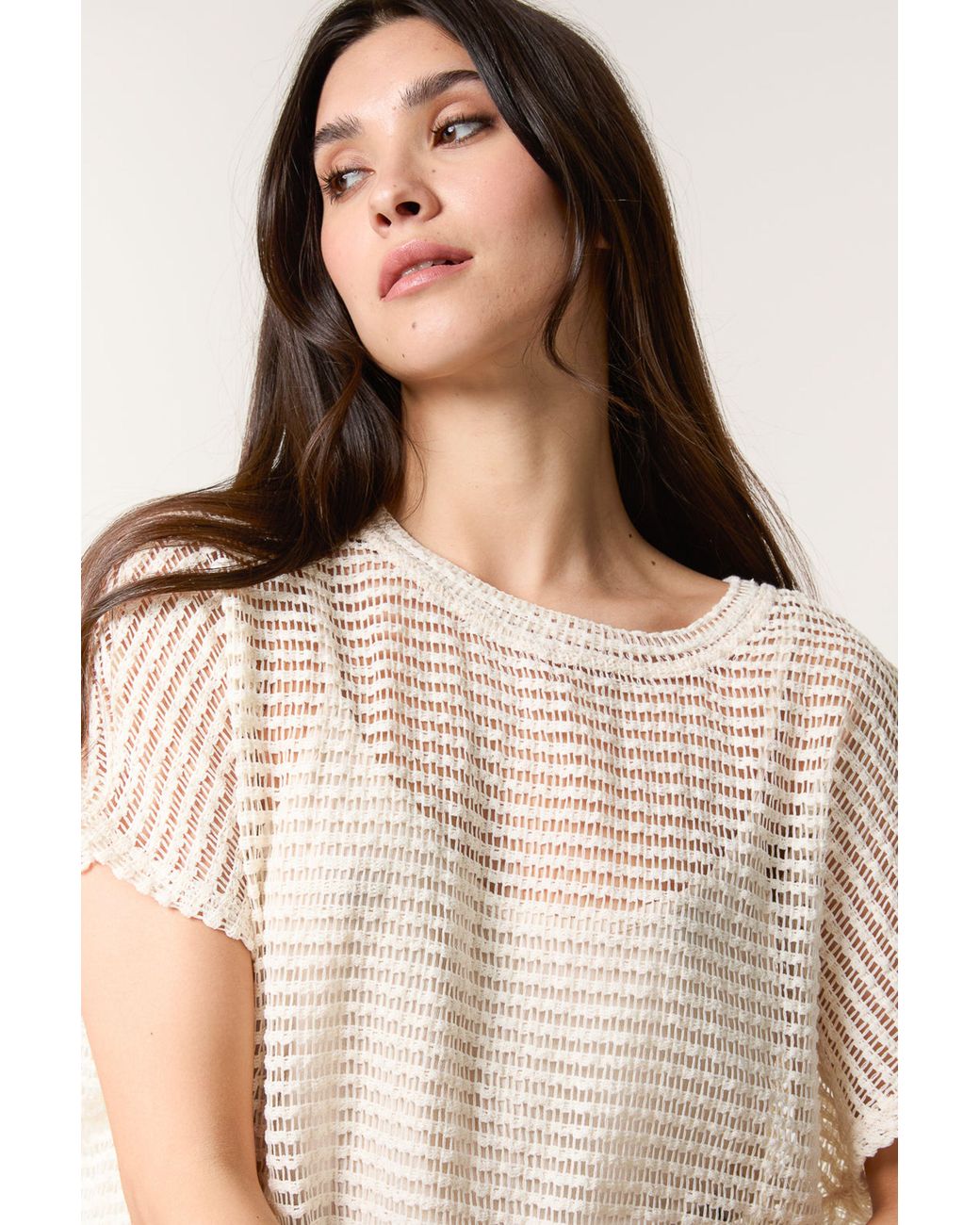 Blue Vanilla Blue Off Short Sleeve Round Neck Top