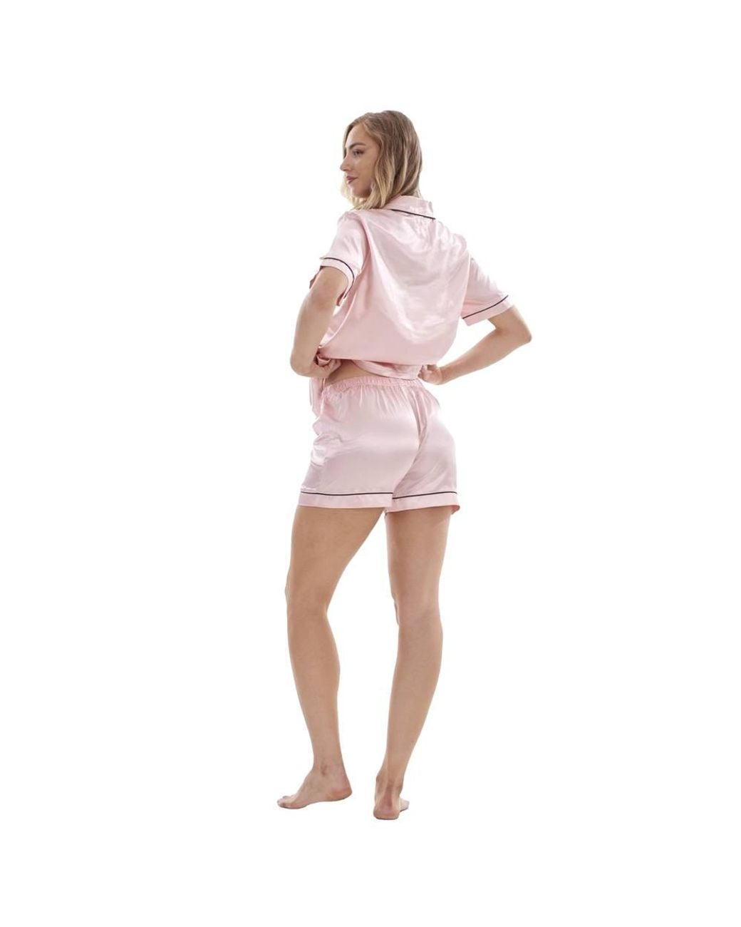 Keanu Pink Satin Short-Sleeved Short Pyjama Set