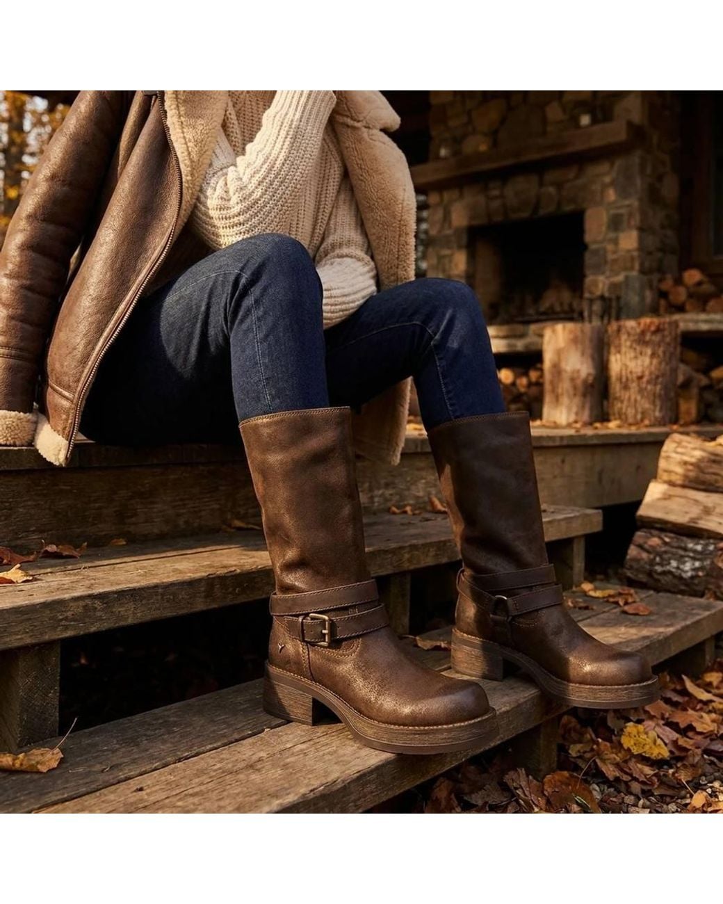 TruClothing Brown Suede Leather Mid-Calf High Western Riding Boots