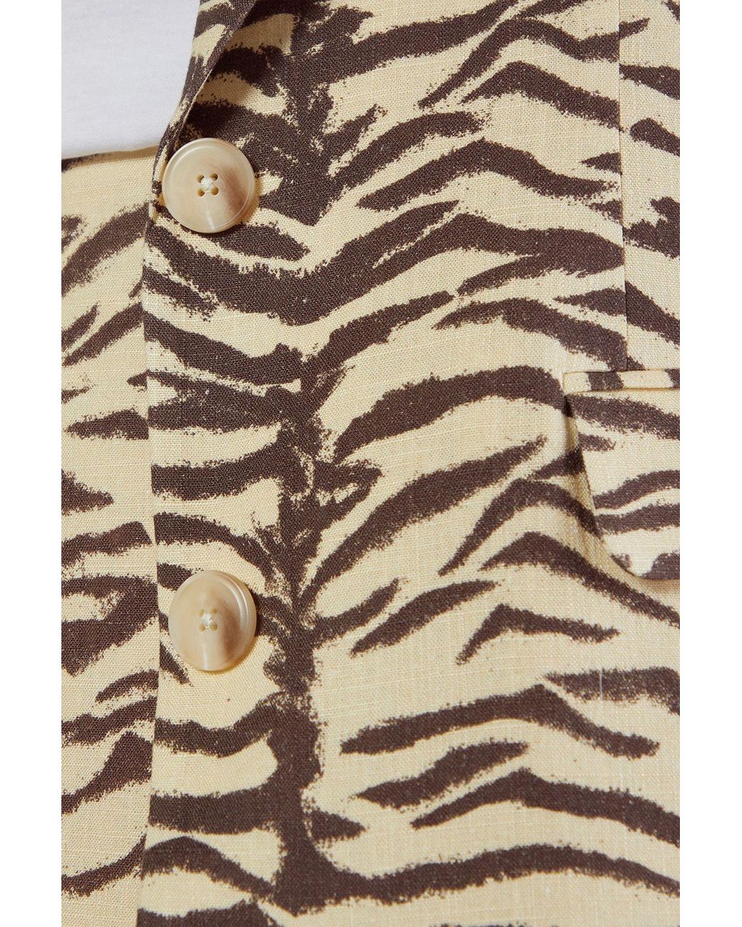 Nasty Gal Natural Zebra Linen Print Oversized Blazer