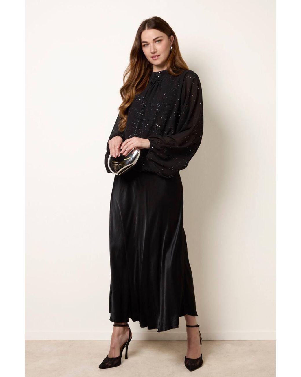 Blue Vanilla Black Elasticated Waist Long Sleeve Turtleneck Blouse