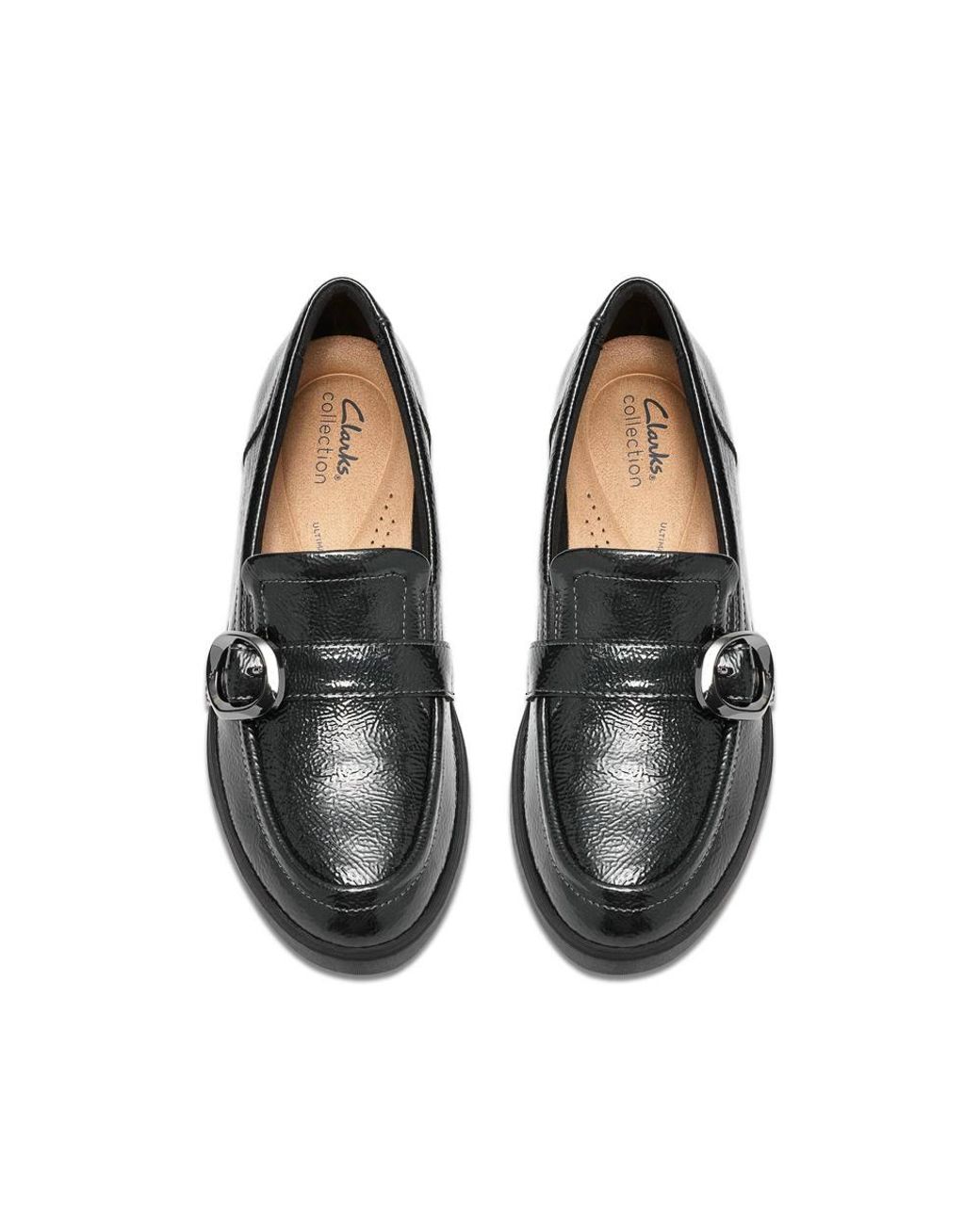 Clarks Black Zylah Vine Metallic Loafers, Slip Ons