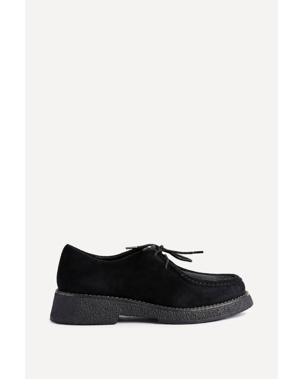 Linzi Black Perth Faux Suede Laced Chunky Loafer