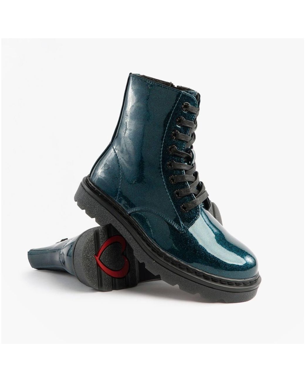 Heavenly Feet Blue Justina2 Glitter Glitter Lace Up Ankle Ankle Boots