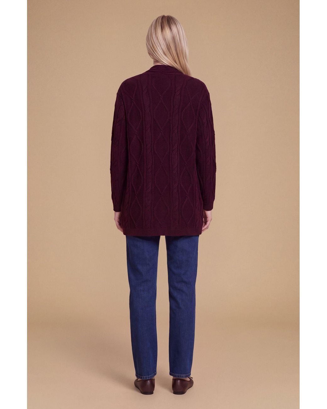 Dorothy Perkins Blue Longline Cable Knitted Cardigan
