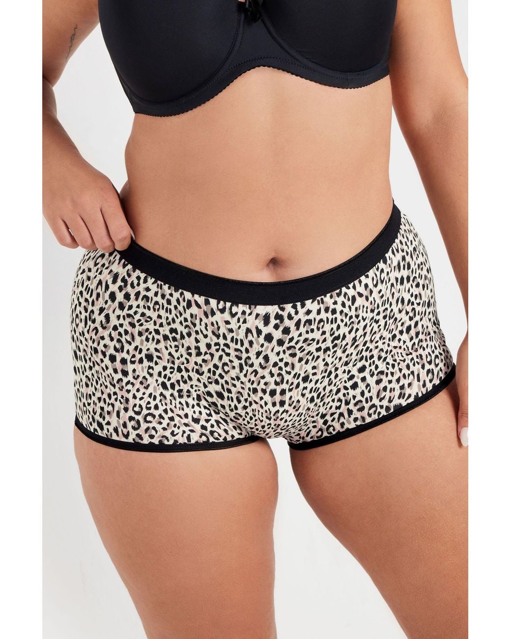 Yours Black 5 Pack Animal Print Shorts
