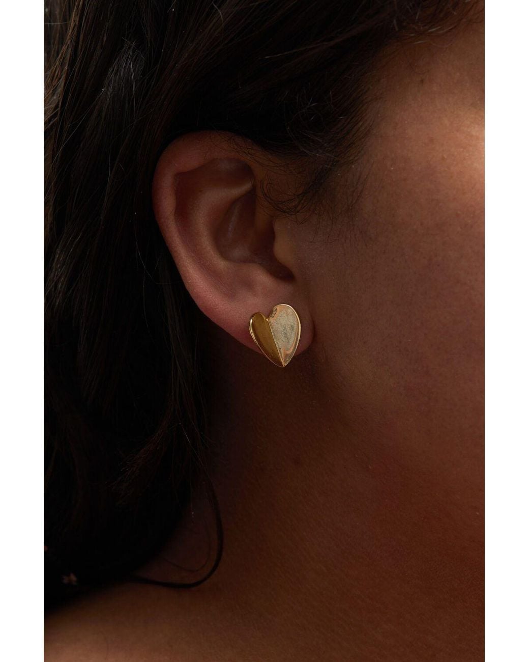 Simply Silver Brown Plated Sterling Heart Stud Earrings