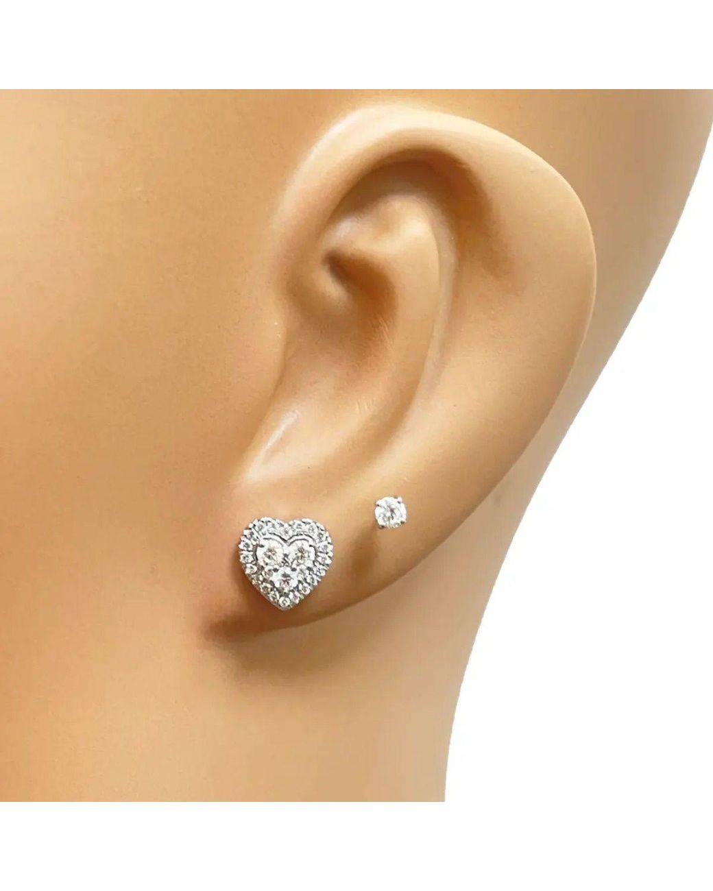 Raina Jewels Metallic 18Ct Round Diamond Heart Cluster Stud Earrings 0.40Ct