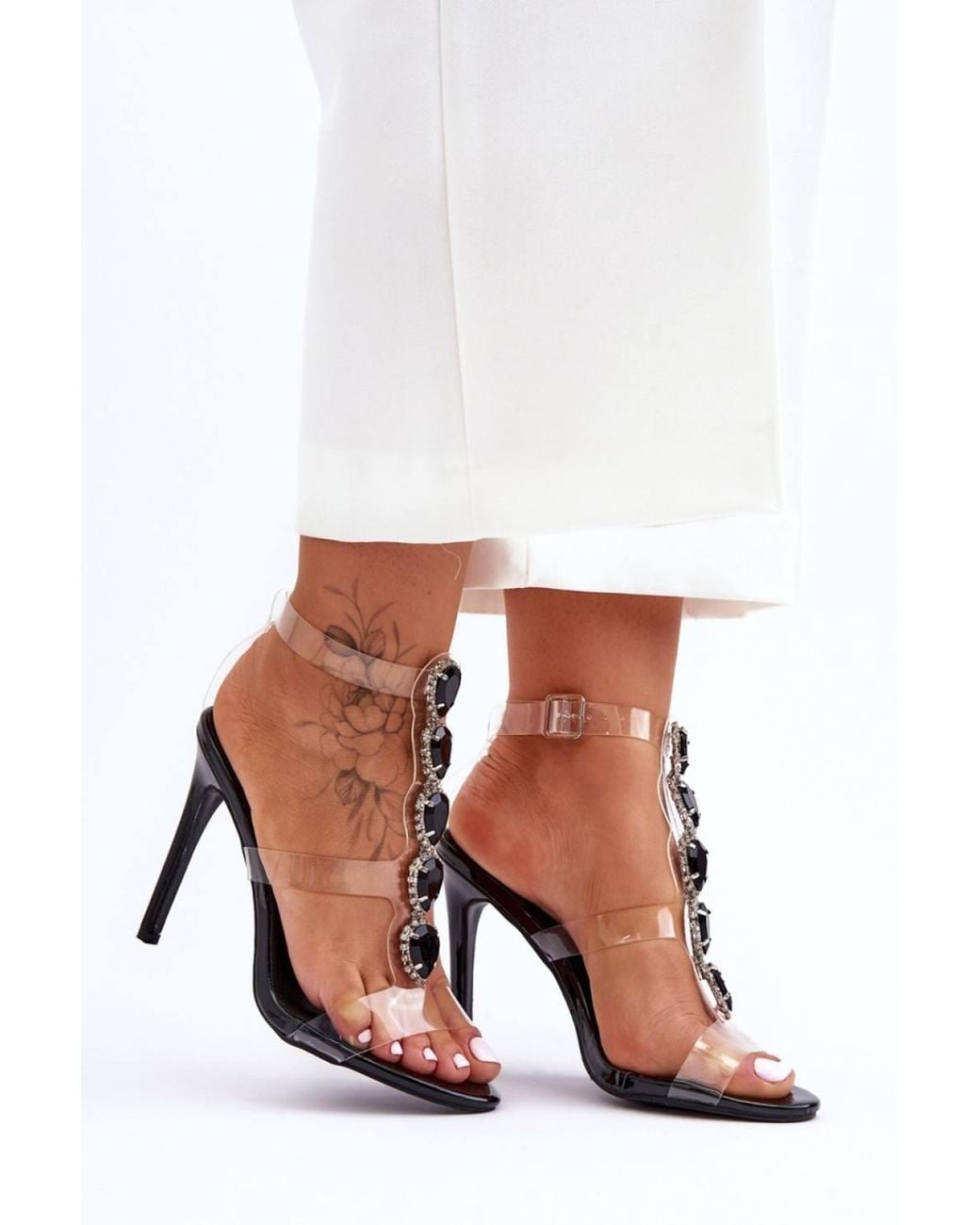 Love Lace Pink Rhinestone Stiletto Heel Sandals With Insole Comfort