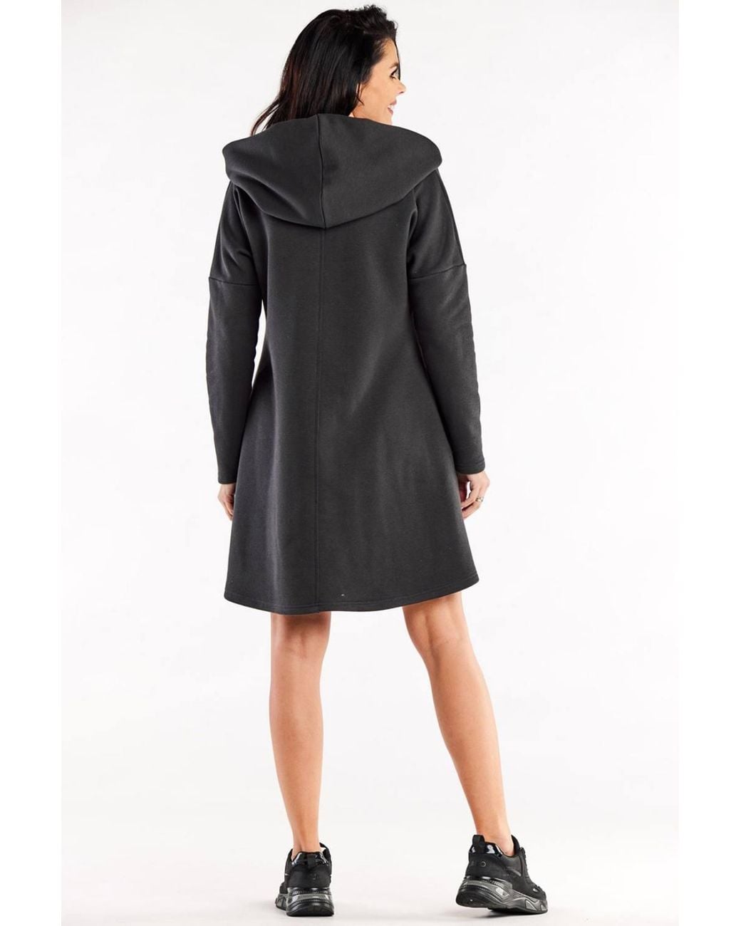 Love Lace Black Everyday Hooded Long Sleeve Trapeze Dress