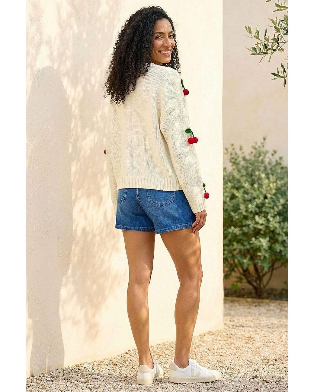 Roman Red Crochet Cherry Knit Cardigan