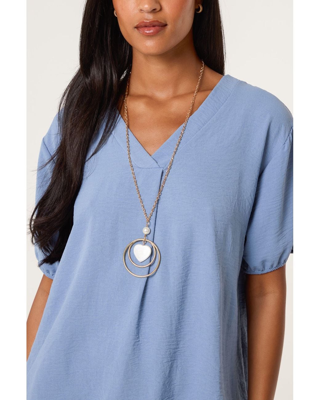Blue Vanilla Blue Short Sleeve V-Neck Top
