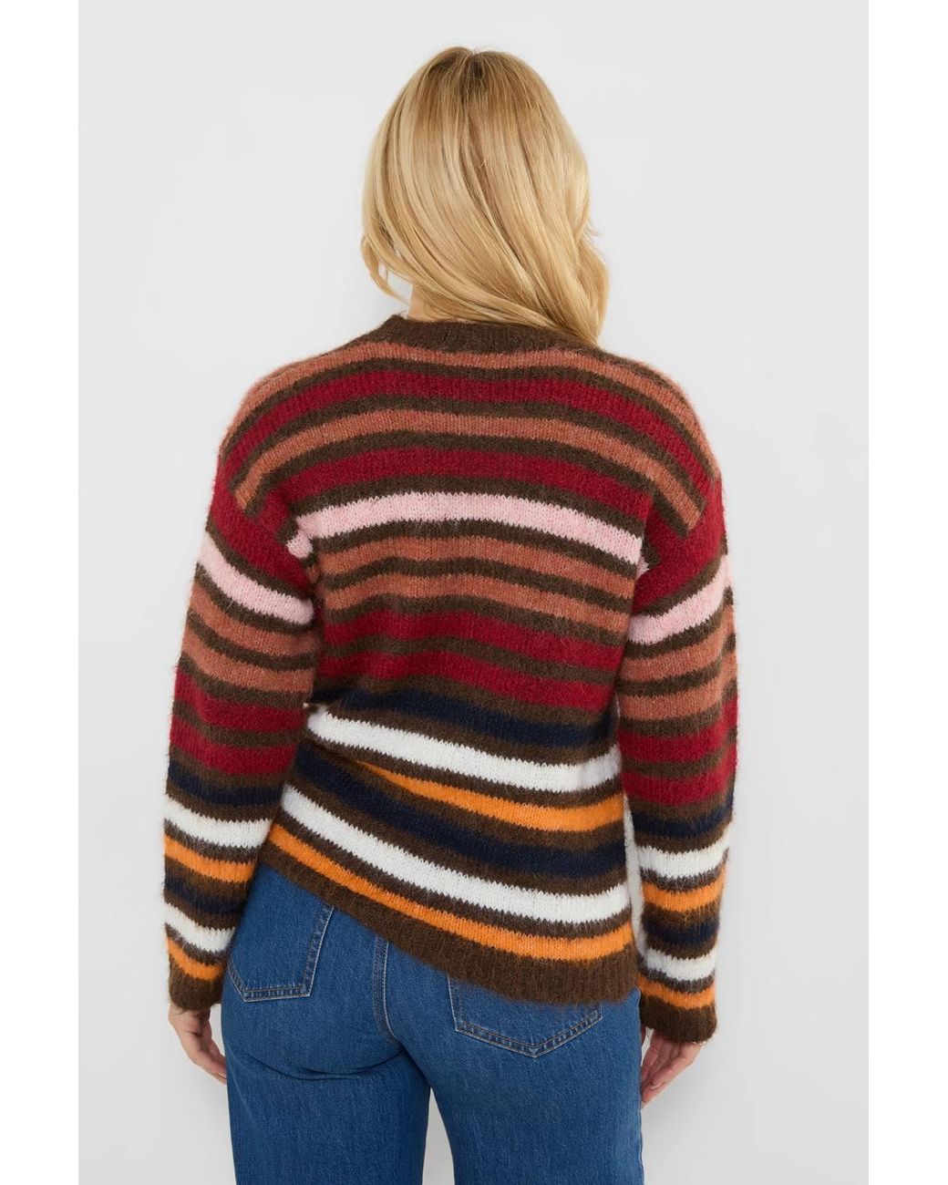Joe Browns Blue Autumn Days Fluffy Striped Jumper