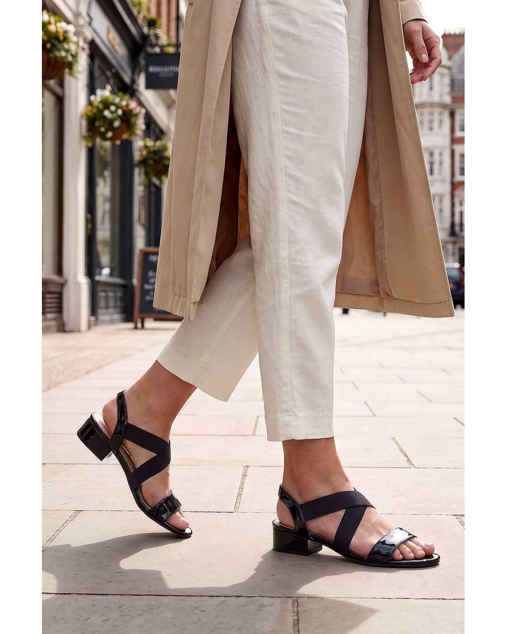 Spot on Natural Elastic Strap Low Heel Comfort Sandals
