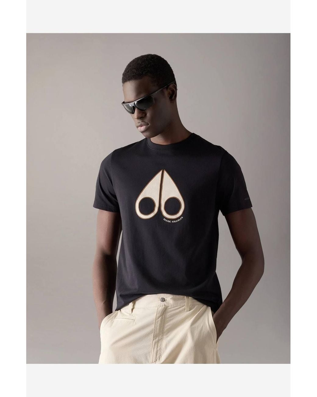 Moose Knuckles Black Classic Crew Neck Logo Detail Slim Fit T-Shirt for men