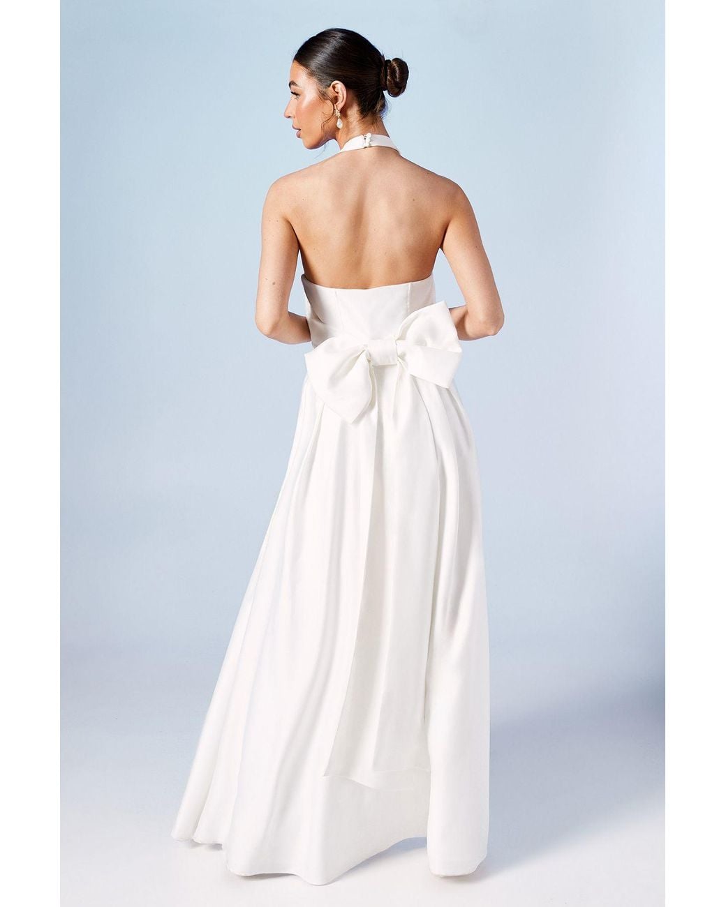Coast White Structured Satin Halterneck Bow Back Wedding Dress