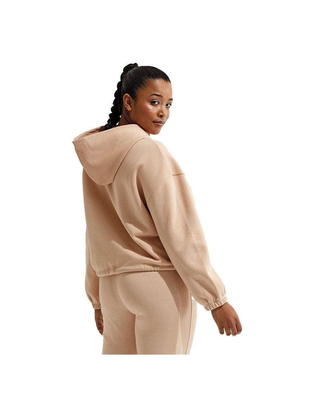 Tridri Natural Cropped Oversized Full Zip Hoodie