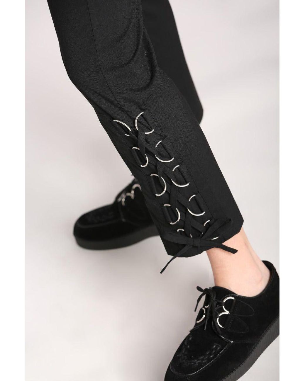 Hell Bunny Black Tifa Tapered Leg Cropped Trouser