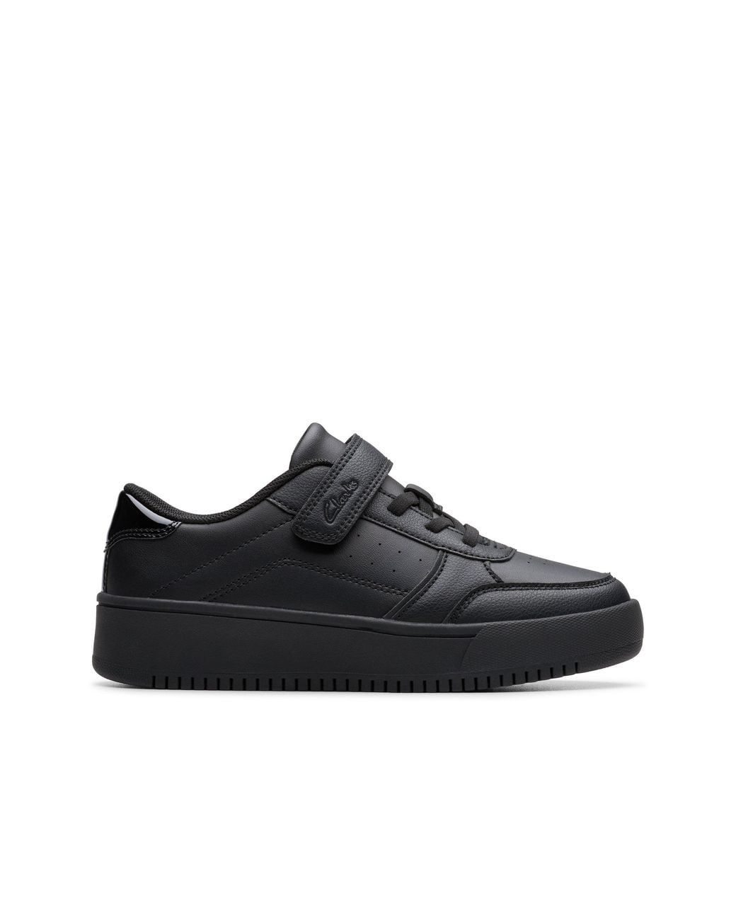 Clarks Black Barley Step Kid Trainers, Riptape, School Shoes