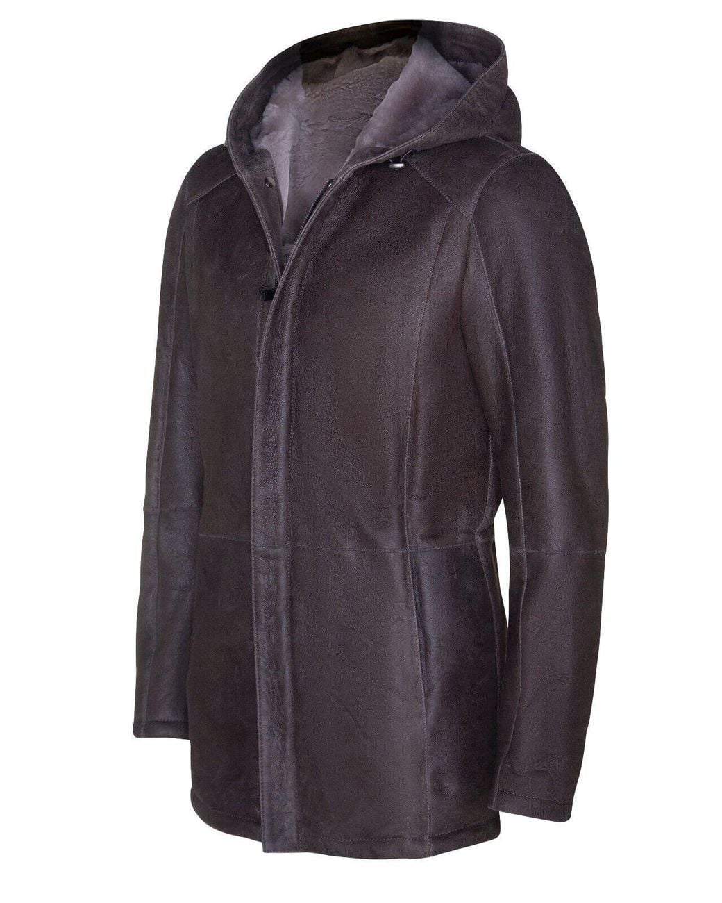 Infinity Leather Purple Sheepskin Hooded Parka Coat-Alafaya for men