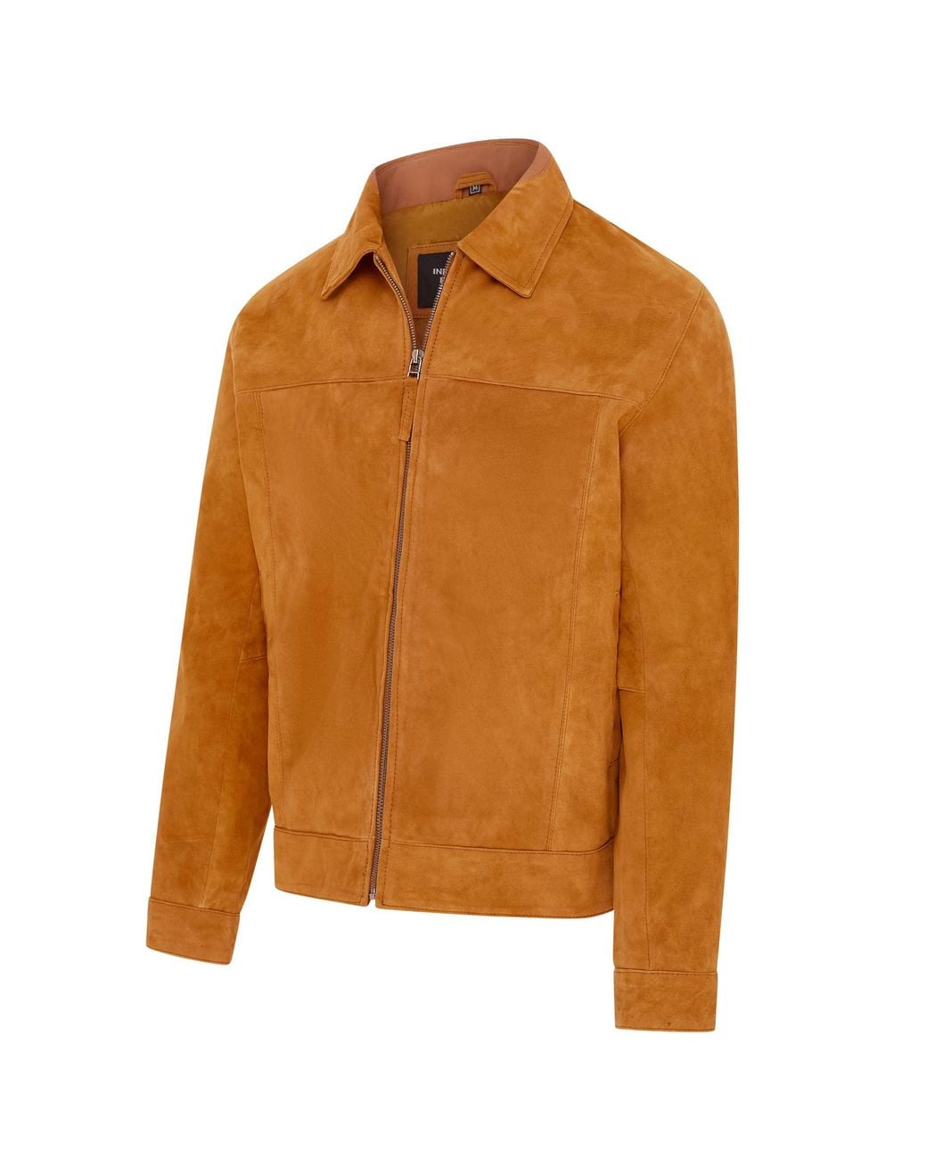 Infinity Leather Brown Goat Suede Leather Harrington Biker Jacket for men