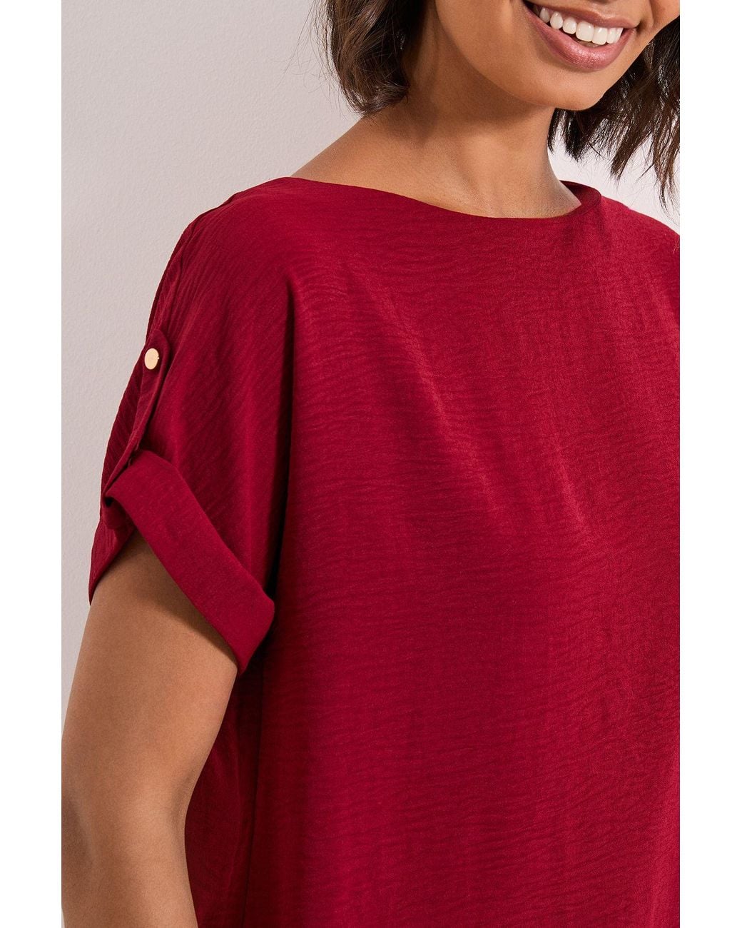 Dorothy Perkins Red Roll Sleeve Blouse