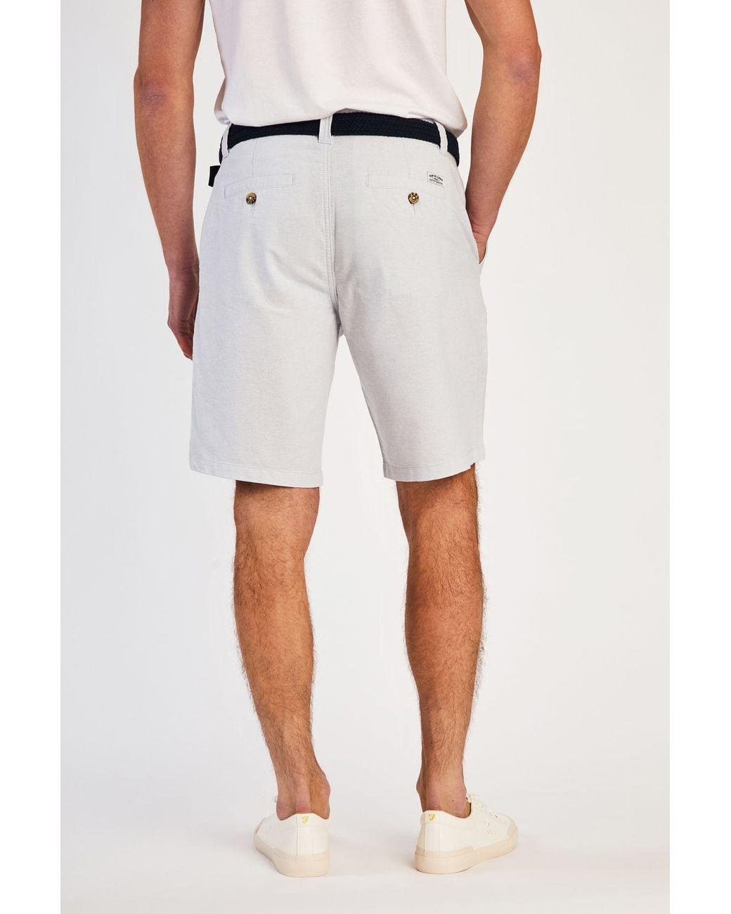 Tokyo Laundry White Cotton Oxford Shorts With Belt for men
