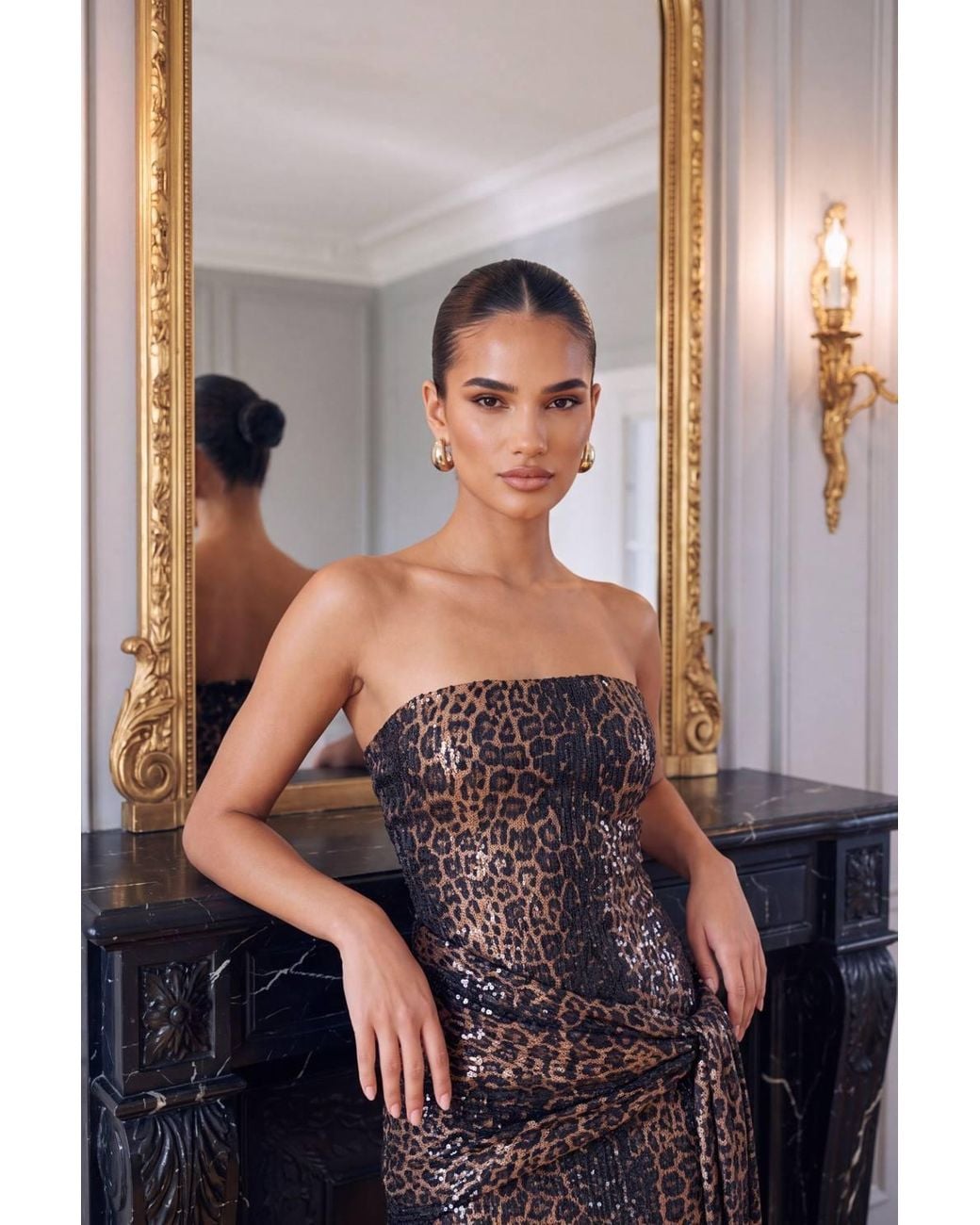 Rebellious Fashion Gray Kelsie Sequin Drape Detail Mini Dress