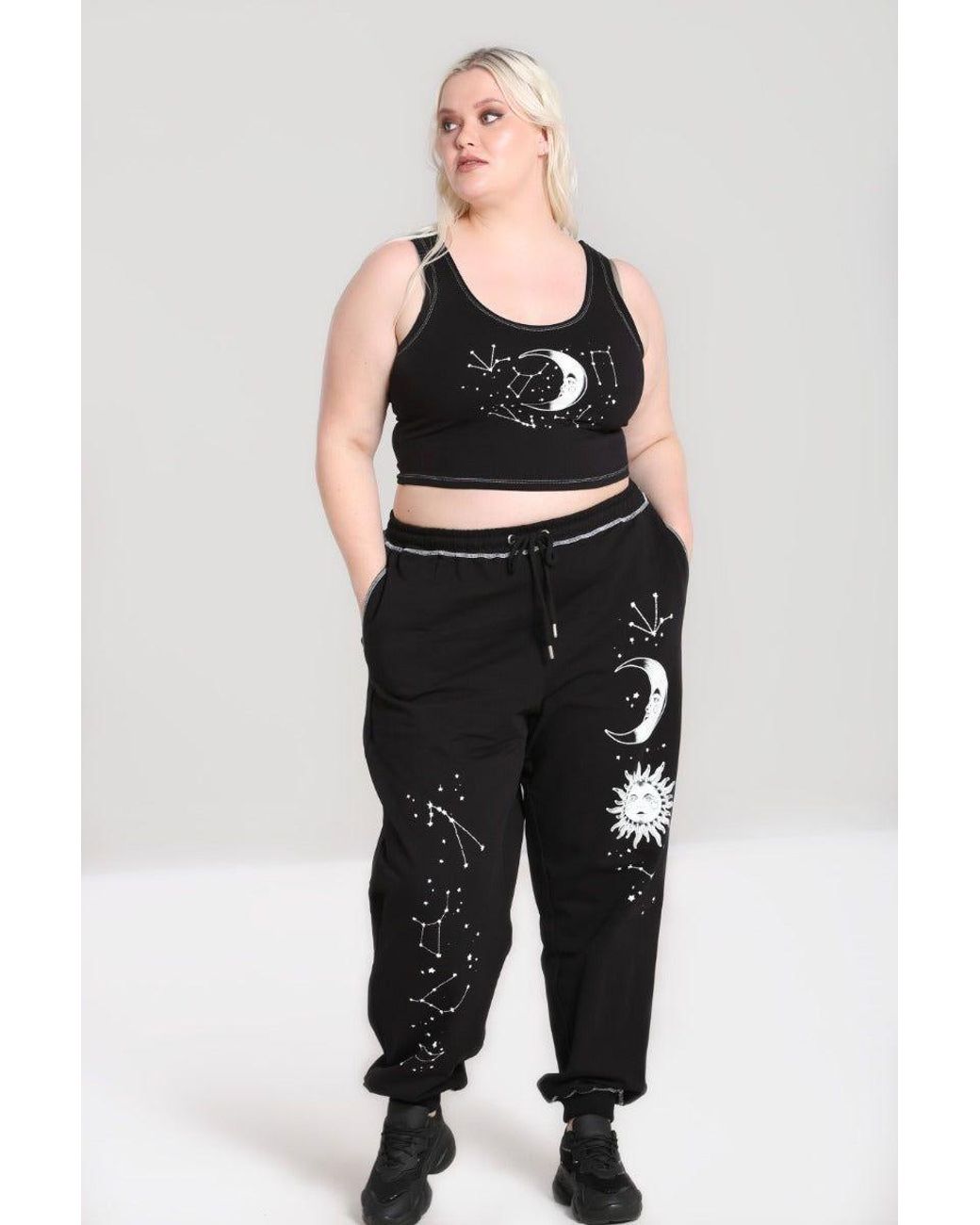 Hell Bunny Black Solaris Printed Loungewear Crop Top