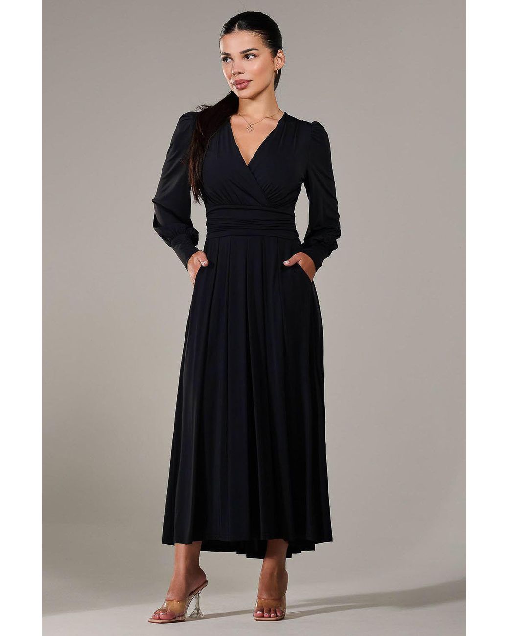 Jolie Moi Black Petite Long Sleeve Soft Silky Jersey Max