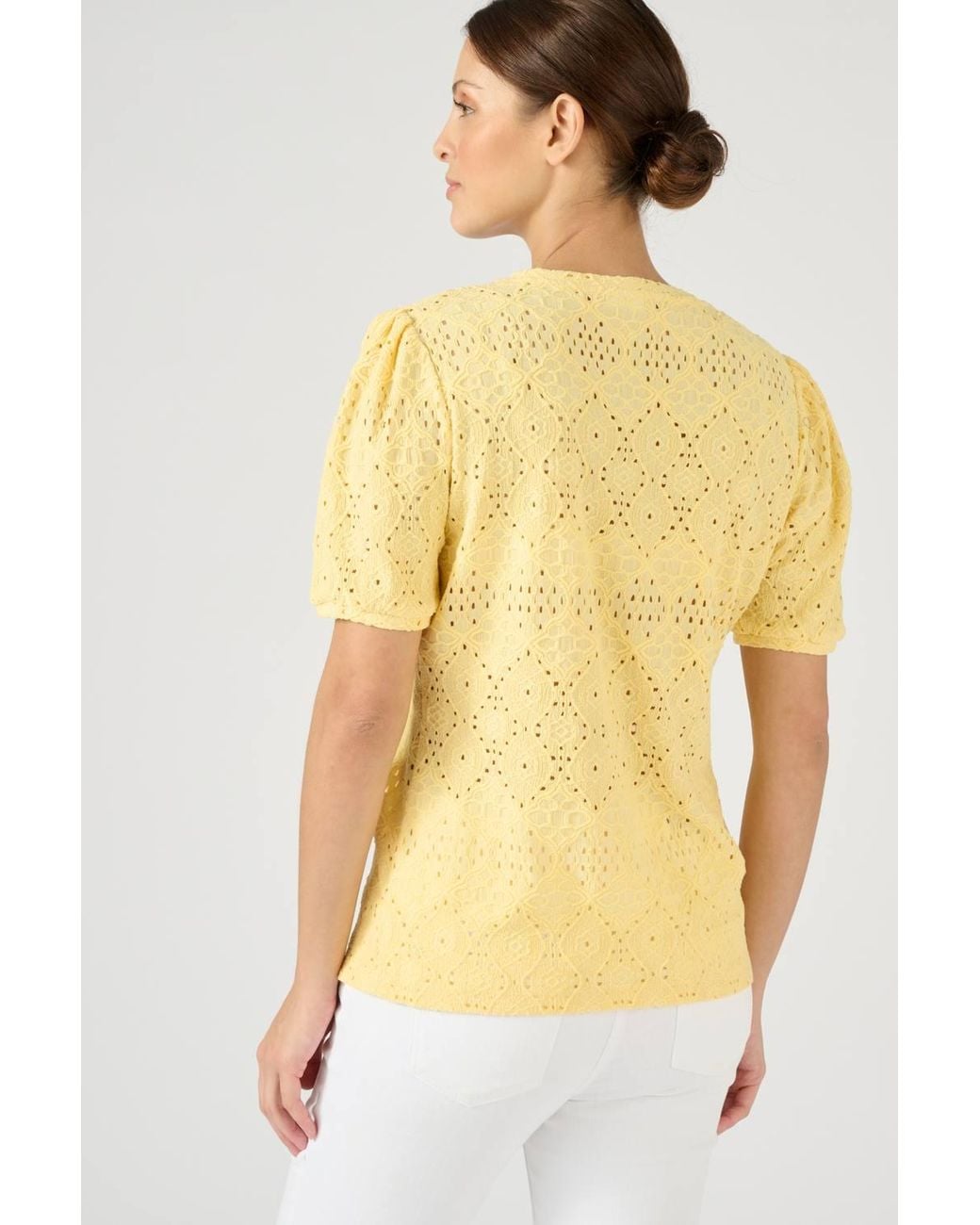 DAMART Yellow Detailed Short Sleeve Top