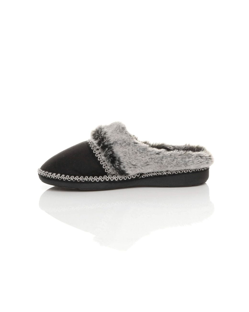 AJVANI White Flat Faux Fur Mules Comfort Slippers