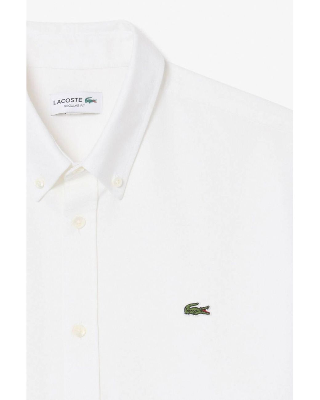 Lacoste White Long Sleeve Oxford Shirt for men