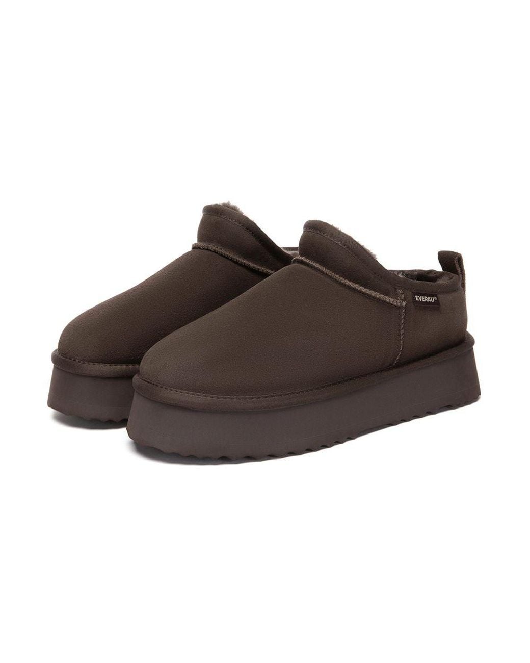 EverAu Australia Brown Real Sheepskin Partridge Classic Ultra Mini Platform Boots With Eva Sole