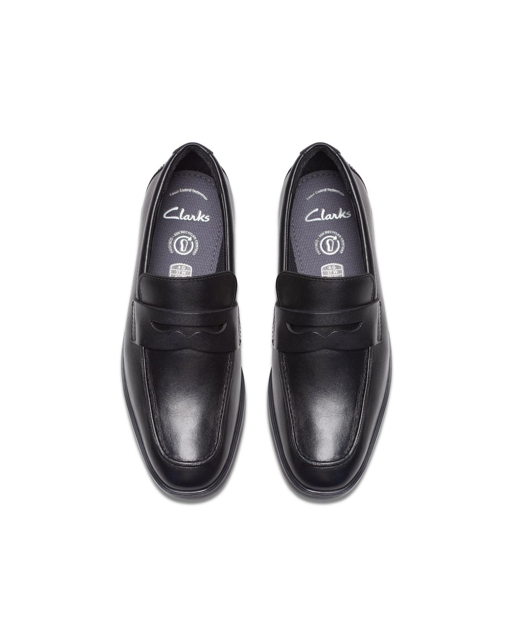 Clarks Black Jonwin Craft Youth Leather Loafers, School Shoes