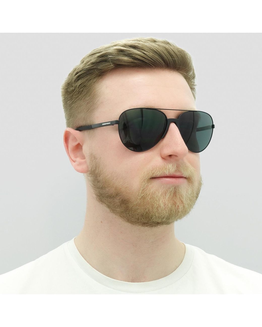 Emporio Armani Gray Aviator Matt Sunglasses for men