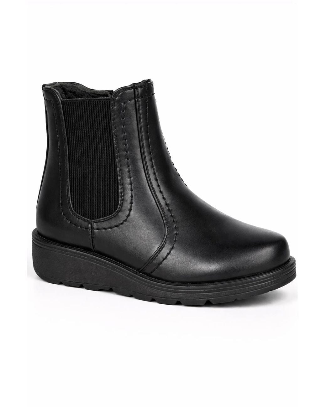 Spot on Black Extra Wide Fit Chelsea Ankle Boots With Cushioned Sole