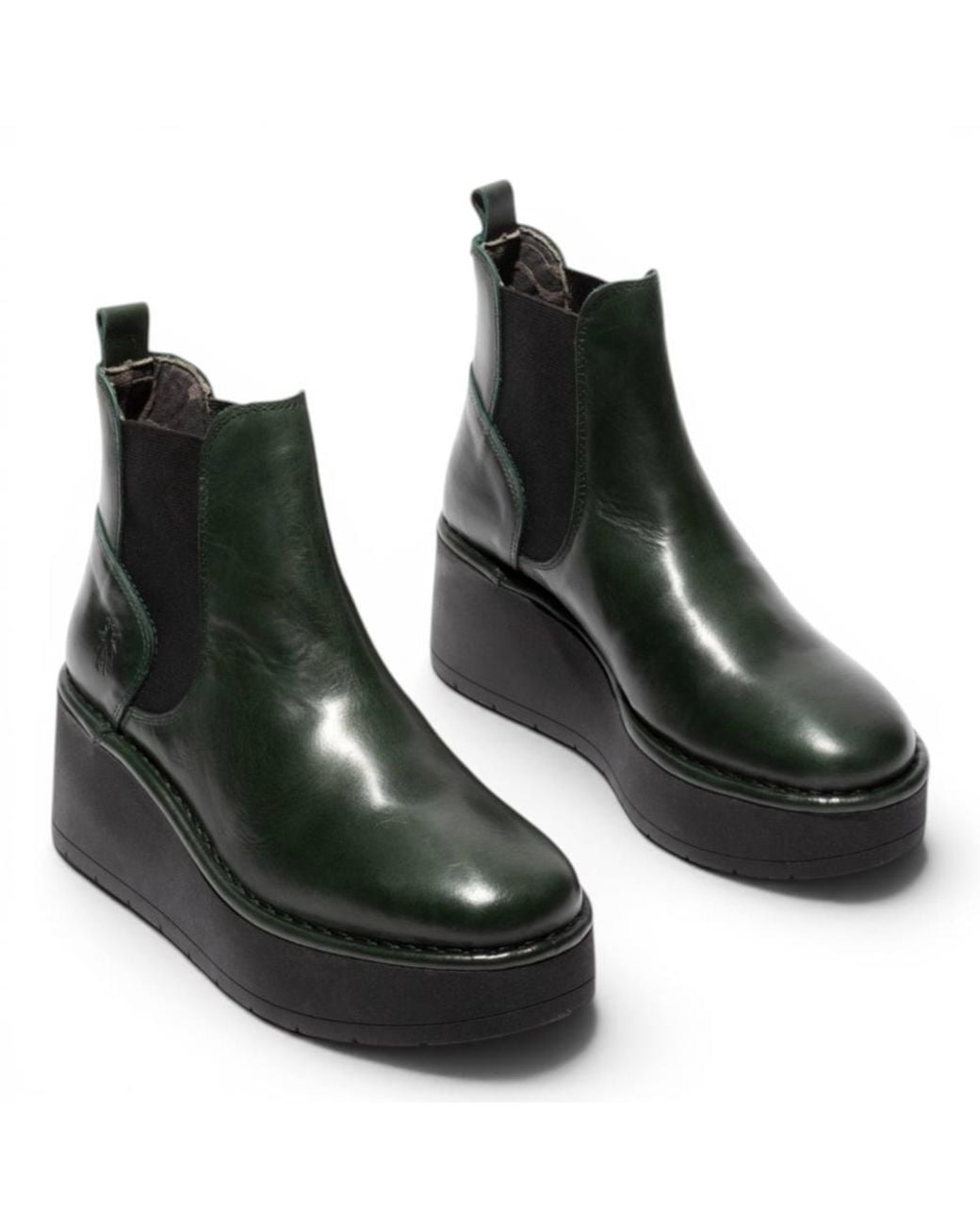 Infinity Leather Black Fly London Leather Chelsea Ankle Platform Boots