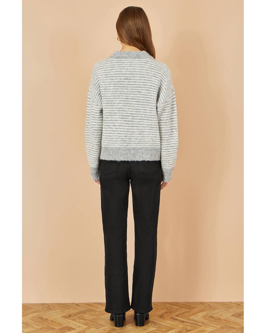 Yumi' Blue Striped Relaxed Fit Jumper With Flowers
