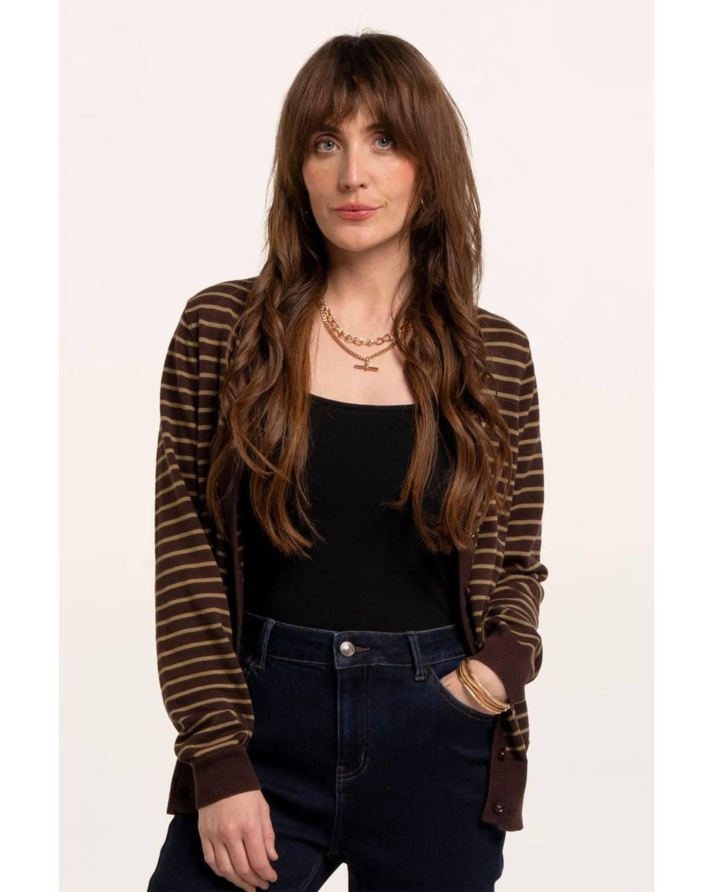 Brakeburn Brown Hilda Knitted Stripe Cadigan