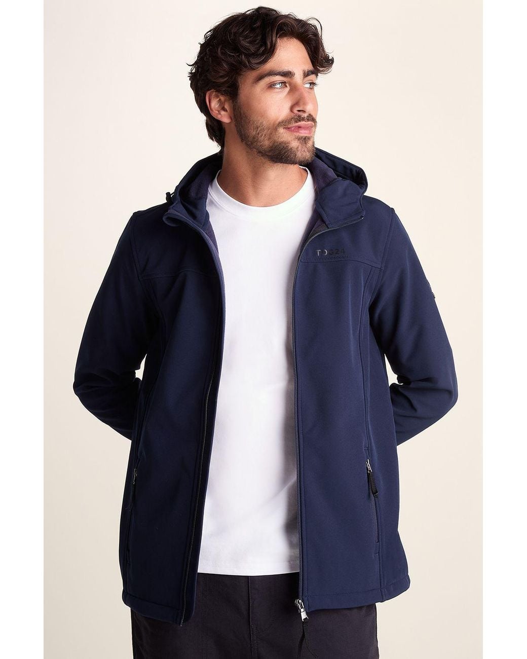 TOG24 Blue 'Feizor' Shower Resistant Softshell Hooded Jacket for men