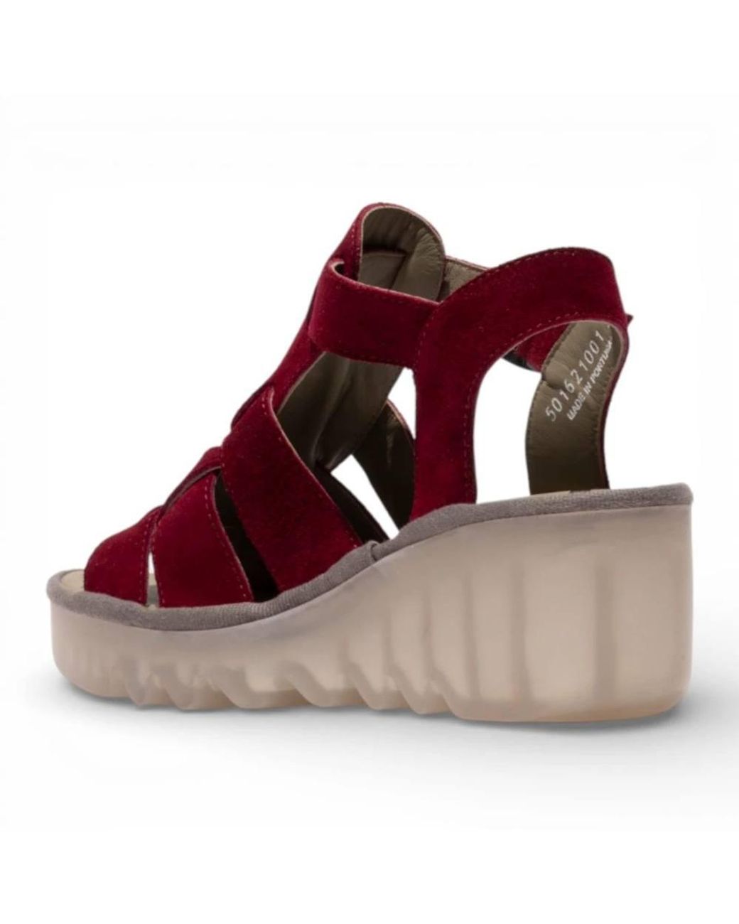 TruClothing Red Suede Leather Wedge Sandals Stylish Comfort Wedge Heel Shoes