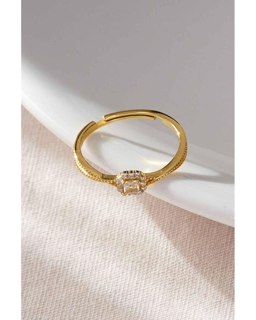 Mia Gioielli Natural Sterling Cz Crystal Adjustable Ring