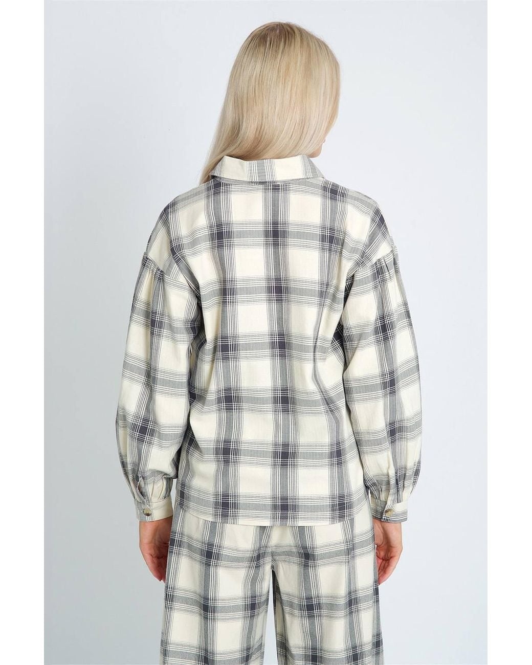 Native Youth White Cotton Checked Long Sleeve Button-Up Shirt