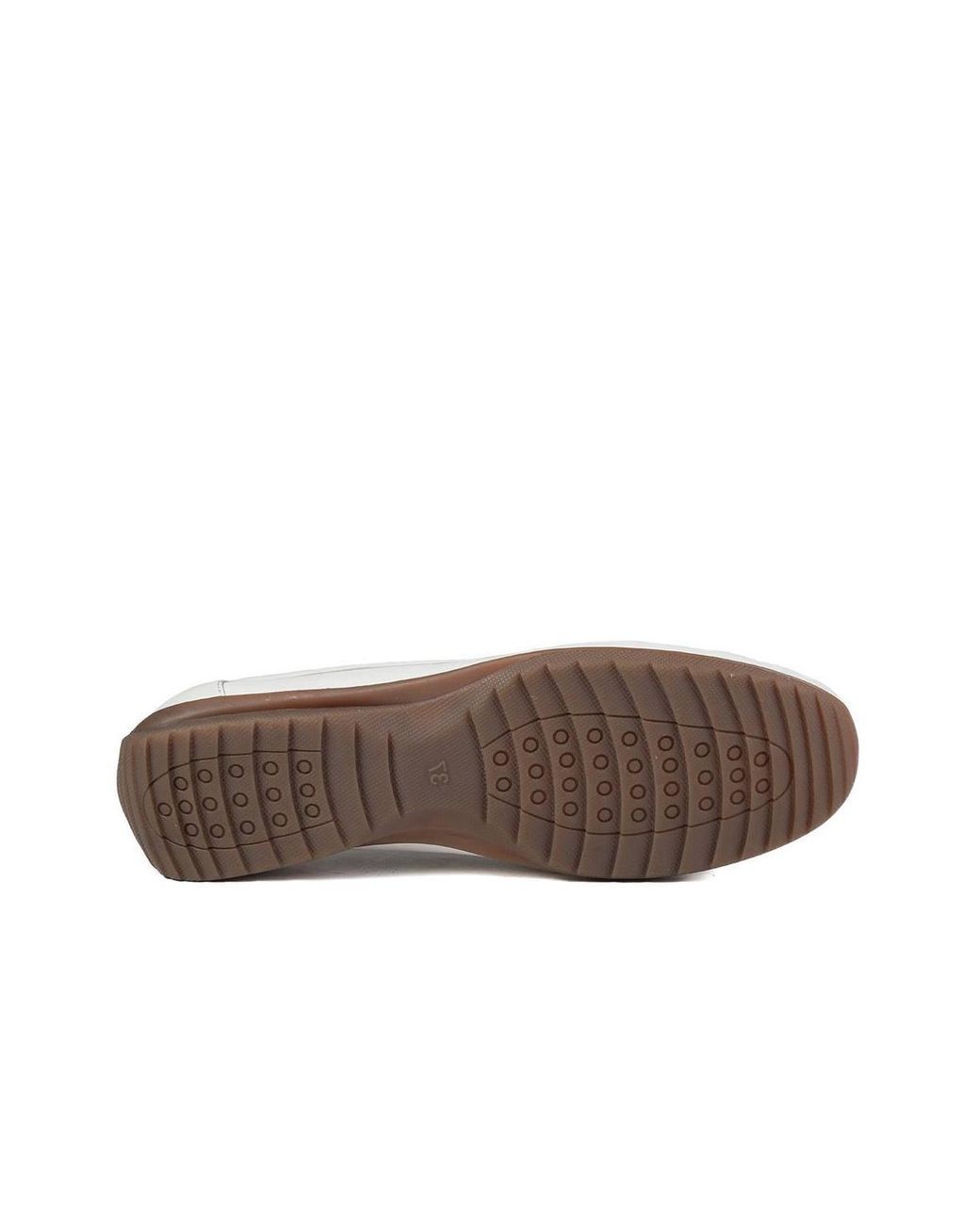 Pavers White Leather Slip On Moccasin Shoe