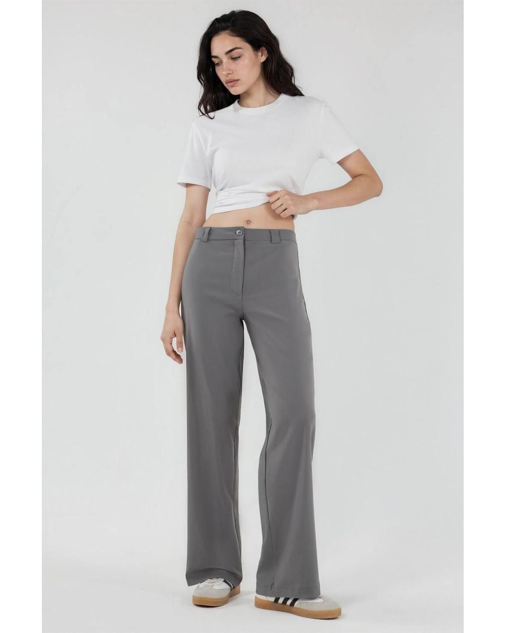 Hiccup Gray High Waist Straight Leg Bengalin Pants